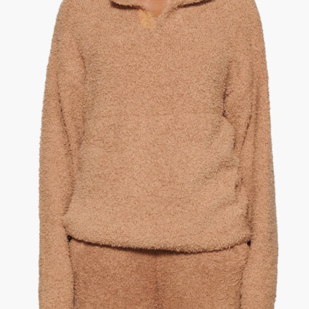 SKIMS Camel Colored Cozy Teddy Knit Pullover Size L/XL